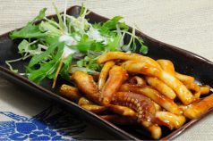 料理メニュー写真 イカ大辛炒め/もつ大辛炒め/豚キムチ大辛炒め