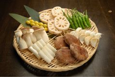 料理メニュー写真&nbsp;にんにく・ぎんなん・ししとう・ねぎいかだ・しいたけ・れんこん・えりんぎ