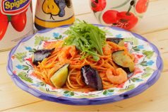 料理メニュー写真&nbsp;小エビと茄子の辛口トマトソーススパゲッティ