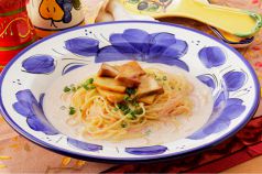 料理メニュー写真&nbsp;明太子と白あわび茸のクリームソーススパゲッティ