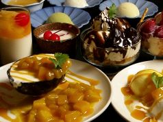 料理メニュー写真 白玉クリームぜんざい・白玉抹茶ぜんざい・給食で出た牛乳かん・カタラーナ