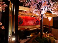 店内には桜の木が♪