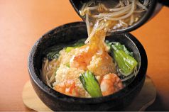 料理メニュー写真&nbsp;石焼き中華おこげ　海老と野菜のあんかけ/坦々冷麺
