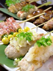 料理メニュー写真&nbsp;[定番串]とりもも串打ち焼き／レバー串打ち焼き／砂肝串打ち焼き/皮串打ち焼き(各1本)