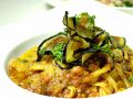 料理メニュー写真&nbsp;（トマトソース）なすとミートソースのパスタ/塩豚と焼き玉葱のパスタ