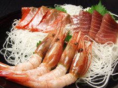 料理メニュー写真 マグロのお刺身&甘エビのお刺身&サーモンのお刺身
