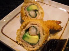 料理メニュー写真 えびアボカドしそ豚巻き/ヒラメの大葉巻き/天然ダイの串カツ
