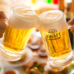 コースの飲み放題は全て生ビール付き！