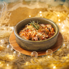 合鴨と白インゲンのトマトパン粉焼き