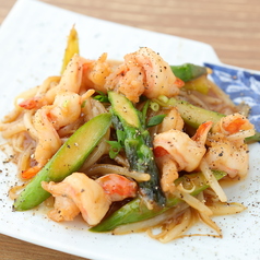 海老と旬野菜のオイスターソース炒め