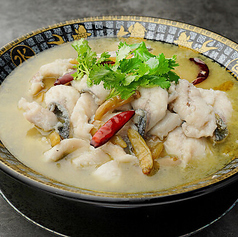 白身魚と高菜のピリ辛レモン風味煮込み