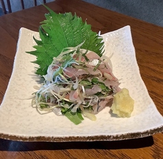 豊洲直送　初夏の薬味たっぷり　真鯵の叩き