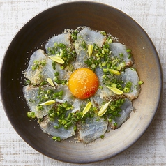 真鯛の塩ユッケ　柚子胡椒タレ