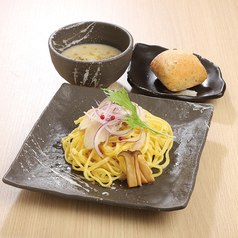 きのこポタージュのつけパスタ ～バジルチキン添え～