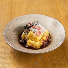 揚げ出し豆富　別府桜温泉水のお出し銀餡かけ