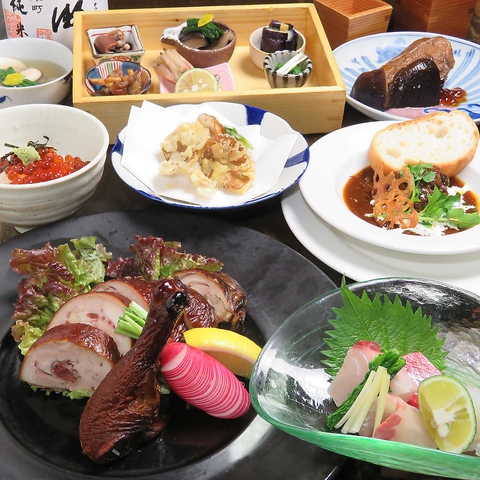 各種宴会に◎＜季節の鮮魚と季節のお肉料理など全9品＞90分飲み放題付き 6600円(税込)