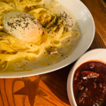 料理メニュー写真&nbsp;牛骨カルボナーラ＆牛どてデミグラス＆烏龍ライス