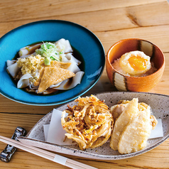 桜エビのかき揚げと柔らかとり天のきしめん定食