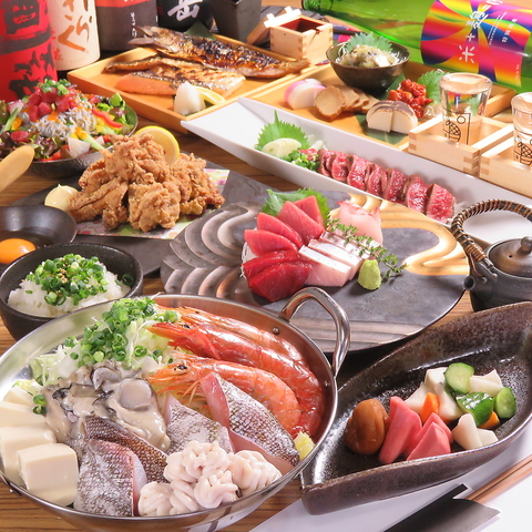 豊洲直送の鮮魚と共に様々な日本酒も合わせてお召し上がりいただけます。