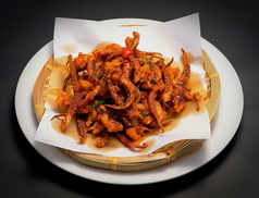 揚げイカゲソの山椒塩かけ