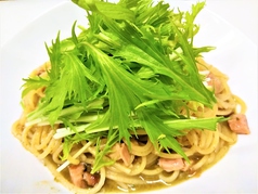 鰹なまり節と水菜のパスタ