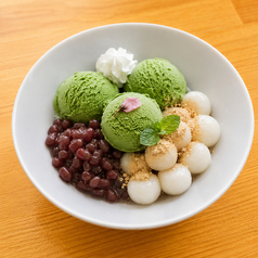 白玉と茹で小豆の抹茶アイス