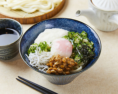 納豆しらすとろろうどん/そば Fermented Beans, Whitebait & Grated Yam Udon or Soba Noodles