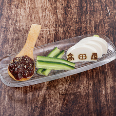 そば味噌と板わさの蕎麦前盛合せ