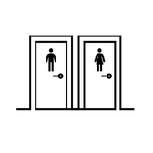 【男女別トイレ完備で清潔・快適】店内奥には男性用トイレと女性用トイレ、独立した洗面台をそれぞれ個別に完備しております。女性のお客様やお子様連れのご家族にも安心して快適にお過ごしいただけます。