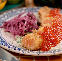 サーモンとイクラの親子レアカツ