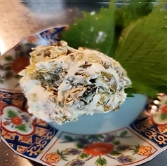 高菜クリームチーズクラッカー添え