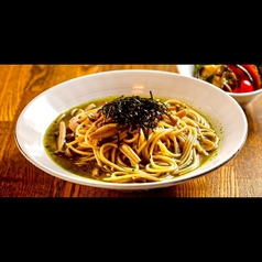 キノコとバジルのスープパスタ