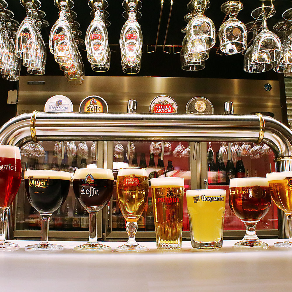 自慢のベルギービールを常時5種類ご提供！造り方が異なるため味わいも多種多様です。