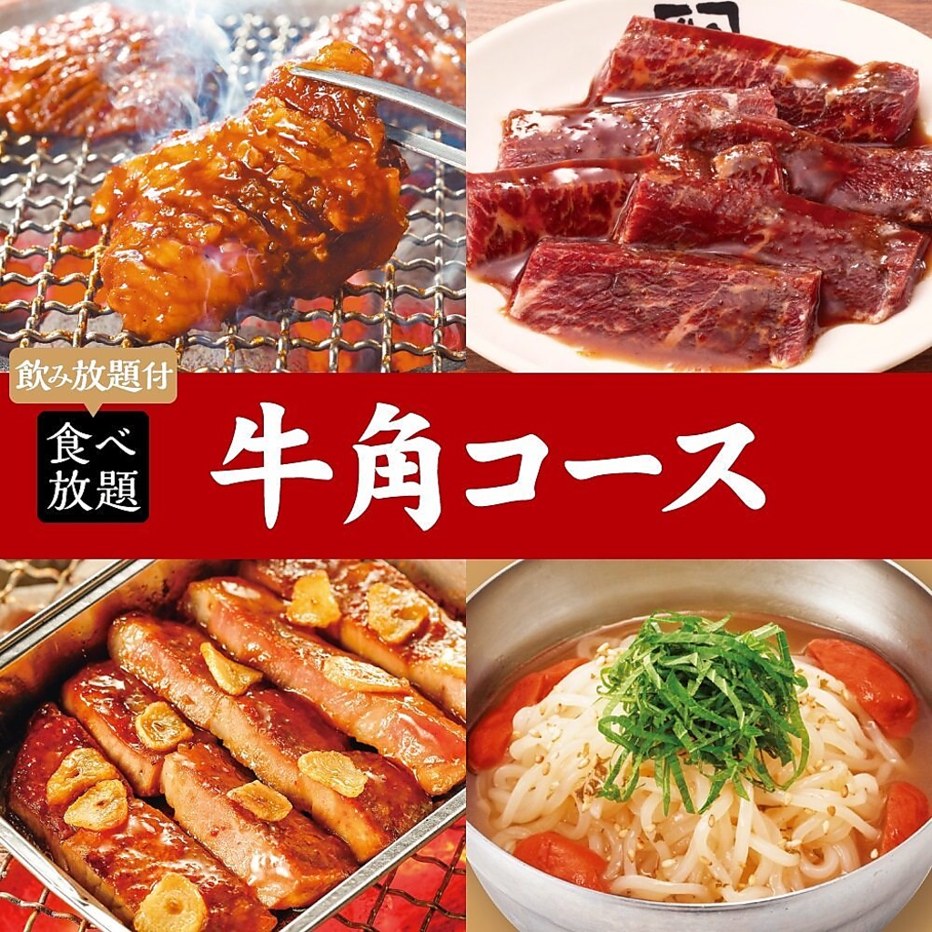 お腹いっぱいになるまで愉しみたい方や牛角が初めての方にも最適なメニュー豊富な食べ放題☆