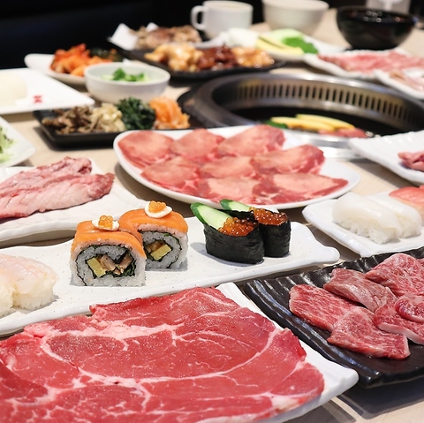 本格焼肉と豊富な寿司、多彩なアラカルトが食べ放題!!タッチパネルでご注文頂けます☆