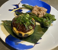夏の京野菜の鉄板焼（賀茂茄子、万願寺唐辛子）