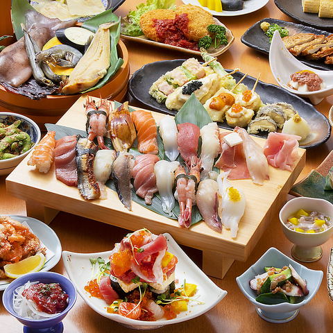 海鮮浜焼き・天ぷら・寿司まで入った豪華宴会コース実施中！個室席有！歓送迎会にも◎