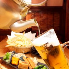 あかまる名物「やかんビール」で楽しく乾杯☆