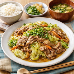 【ジビエ飯】猪肉と春キャベツの味噌バター炒め定食
