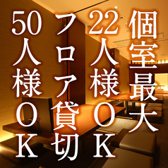 個室は最大22人様までOK。もちろん2人様個室も3タイプご用意しております。掘りごたつ個室は4人様まで対応可能。お子様連れのご家族にも嬉しい、フラットタイプな6人様座敷個室も２タイプご用意しております。