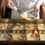 大晴海といえばの名物おでん！糸島産の鯛だしでじっくり炊いた全品おでんをご堪能あれ。