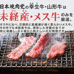 日本焼肉党の幸生(さちう)牛・山形牛は【未経産・メス牛】のみを厳選。