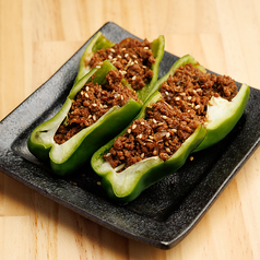 地鶏の肉味噌ピーマン