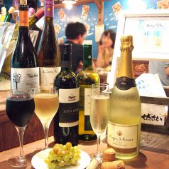 ワイン、スパークリングワインの種類が豊富