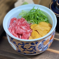 雲丹とユッケのご飯