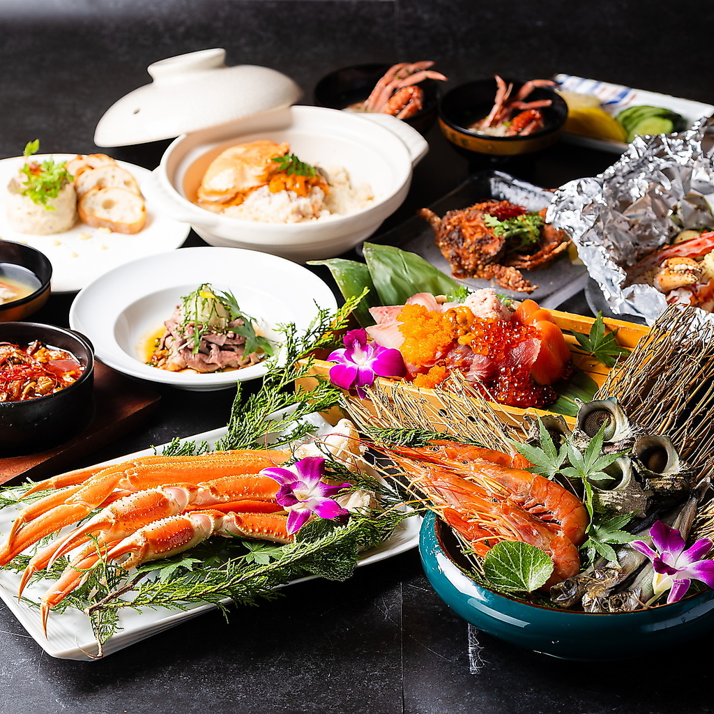 ニーズに沿う多彩な飲み放題付コース。蟹と海鮮、銘酒が楽しめる居酒屋「蟹一心」で至福の時間をぜひ
