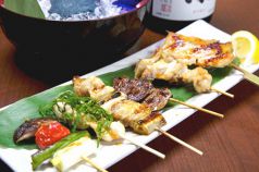 地鶏の六串打ち