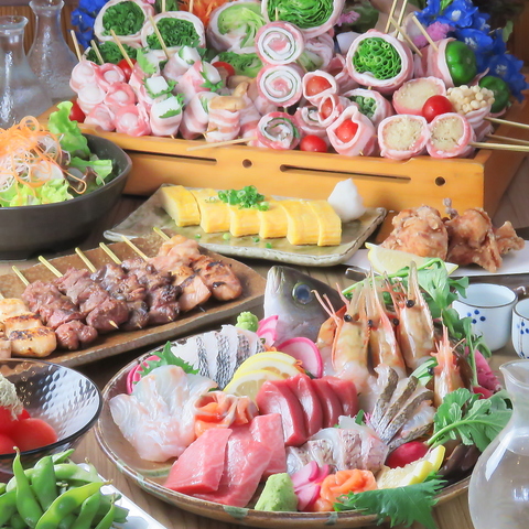 「旬魚×炭火焼き鳥×野菜巻き串」食べたいものはここにあります！　