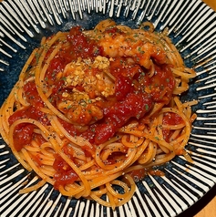 和牛モツ「塩トマトソースパスタ」