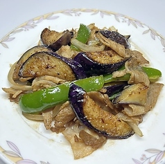 なすびと豚肉のオイスターソース炒め